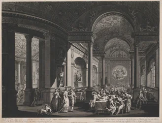 Binnenzicht van de Eetkamer & een Deel van de Balzaal in een Paviljoen opgericht voor een Fete Champetre in de Tuin van de Graaf van Derby