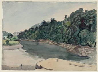 Tamar bij Calstock (aquarel en krijt op papier)