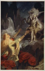 Hundingsbanes terugkeer naar Valhal, illustratie uit 