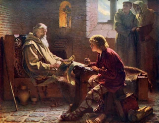 De eerbiedwaardige Bede vertaalt het laatste hoofdstuk van St. Johannes, 1926