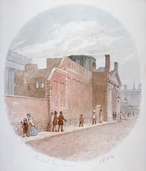 Deel van een muur van het oude British Museum, Bloomsbury, Londen, 1850