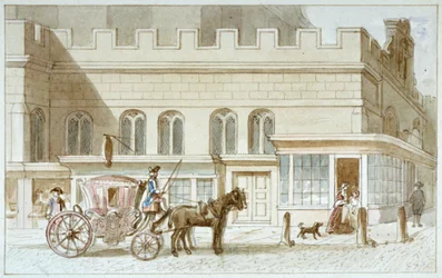 Winkelpuien bij St Dunstan-in-the-West, Fleet Street, City of London, 1820