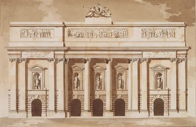 Opstand voor de westelijke gevel van het Parlementshuis, Dublin, ca.1787