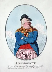 Een echte Britse zeeman, gepubliceerd door Hannah Humphrey in 1795 (handgekleurde ets)