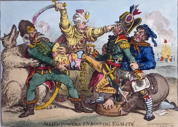Geallieerde Machten Ontlaarzen Egalite, gepubliceerd door Hannah Humphrey in 1799