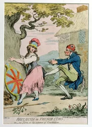 Britannia in Franse Korsetten, of Hervorming ten koste van de Grondwet, gepubliceerd door Hannah Humphrey in 1793