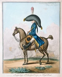 Inspectie van een vrijwilligerskorps in Hyde Park, gepubliceerd door Hannah Humphrey in 1803
