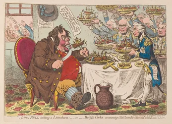John Bull luncht of Britse koks die Old Grumble Gizzard volstoppen met Bonne Chere, uitgegeven 1798