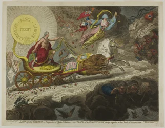 Licht verdrijft duisternis, verdamping van Stygische dampen, of de zon van de grondwet, die superieur is aan de wolken van oppositie