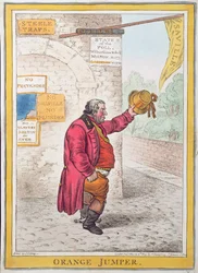 Oranje Trui, uitgegeven door Hannah Humphrey in 1809 (handgekleurde ets)