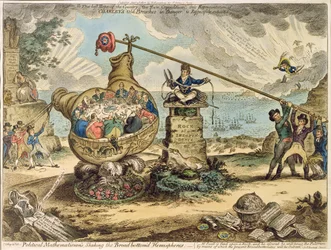 Politieke Wiskundigen die de Breedbodemige Hemisfeer Schudden, gepubliceerd door Hannah Humphrey in 1807