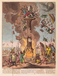 Beleg van de zuil van Pompeius, de wetenschap aan de schandpaal, gepubliceerd in 1799