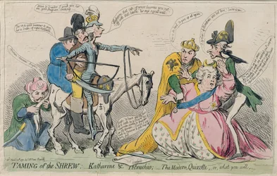 Het temmen van de feeks: Katherine en Petruchio, of De moderne Quixote, uitgegeven door S.W. Fores in 1791