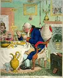 Matigheid geniet van een sobere maaltijd, uitgegeven door Hannah Humphrey, 1792