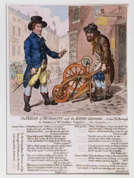 De vriend van de mensheid en de messenslijper, gepubliceerd door Hannah Humphrey in 1797 (handgekleurde ets)