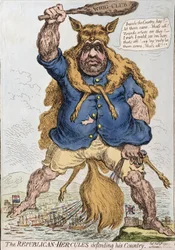 De Republikeinse-Hercules Verdedigt zijn Land, gepubliceerd door Hannah Humphrey in 1797