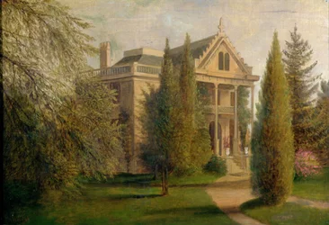 Zicht op Dungan Manor House, Staten Island, 1876