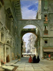 Piazza dei Signori in Verona met de Markt, 1844