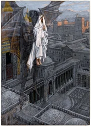 Christus gedragen naar een pinakel van de tempel, illustratie voor Het leven van Christus
