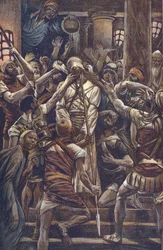 Christus bespot in het huis van Jozef Caiphus