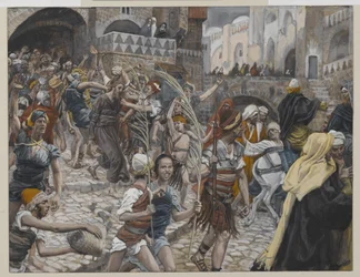 Jezus Geleid van Kajafas naar Pilatus, illustratie uit Het Leven van Onze Heer Jezus Christus, 1886-94