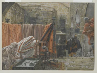 Jozef van Arimathea Vraagt Pilatus om Toestemming om het Lichaam van Jezus te Verwijderen, illustratie uit Het Leven van Onze Heer Jezus Christus, 1886-94