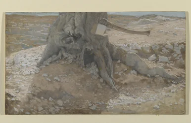De bijl in de stam van de boom, illustratie uit Het leven van onze Heer Jezus Christus