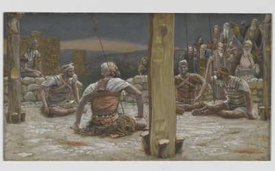 De Vier Wachten Zaten en Keken naar Hem, illustratie uit Het Leven van Onze Heer Jezus Christus, 1886-94