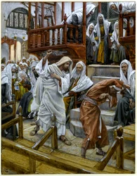 De man bezeten door een duivel in de synagoge, illustratie voor Het leven van Christus