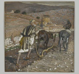 De man bij de ploeg, illustratie uit Het leven van onze Heer Jezus Christus