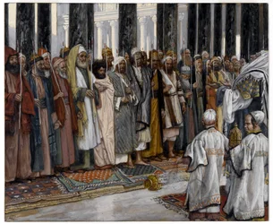 De beproeving van de vrijers van de Heilige Maagd, illustratie voor Het leven van Christus