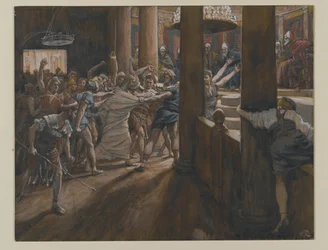 Het Tribunaal van Annas, illustratie uit Het Leven van Onze Heer Jezus Christus, 1886-94