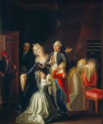 Jean-Jacques Hauers "Het laatste afscheid van Lodewijk XVI van zijn familie" toont de...