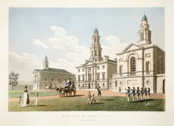Blue-coat Hospital, Dublin, 1798 (handgekleurde gravure)