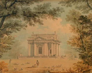 Het casino van Lord Charlemont in Marino, Dublin, vanuit het westen