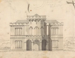 Voorbereidende tekening voor Ontwerp 10, Plaat 7 voor Een Verzameling Ontwerpen voor Landelijke Toevluchtsoorden