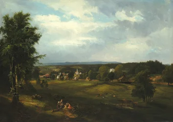 Dorpsscène nabij Albany, New York, 1850