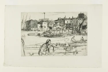 Black Lion Wharf, uit Een Serie van Zestien Etsen van Scènes aan de Theems (de "Thames Set")