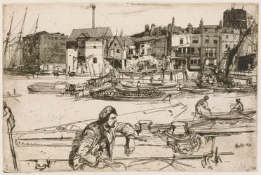 Black Lion Wharf, uit de Theemsreeks (een serie van zestien etsen met scènes aan de Theems en andere onderwerpen)