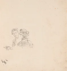 Schets: Zelfportret met Miss R. Birnie Philip