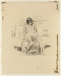 De gedrapeerde figuur, zittend