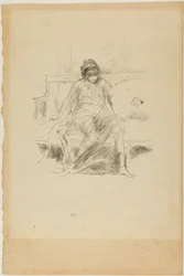 De gedrapeerde figuur, zittend