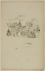 Het Pantheon, vanaf het terras van de Luxemburgse Tuinen