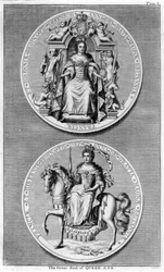 Het grote zegel van koningin Anne van Groot-Brittannië