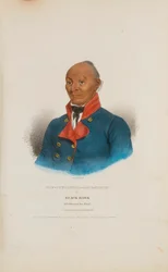MAC-CUT-I-MISH-E-CA-CU-CAC of Black Hawk; een beroemde Sac-leider, uit The Aboriginal Portfolio