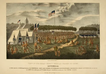 Uitzicht op het Grote Verdrag gehouden in Prarie du Chien, september 1825