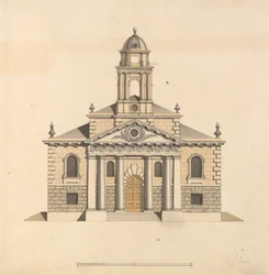 Ontwerp voor een Kerk: Voorgevel van het Westen