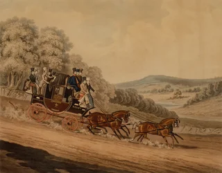 Manchester Koets (gekleurde gravure)