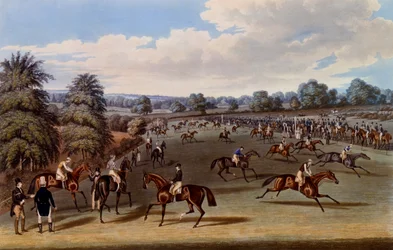 Voorbereiding om te starten, prent gemaakt door Charles Hunt, 1836