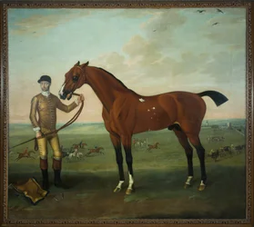 Flying Childers met een stalknecht op Newmarket Heath